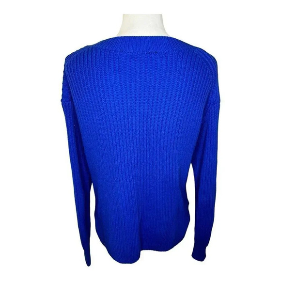 Simply Vera Vera Wang Women’s Small Ribbed V-Neck Sweater in‎ Vera Blue - Picture 4 of 8